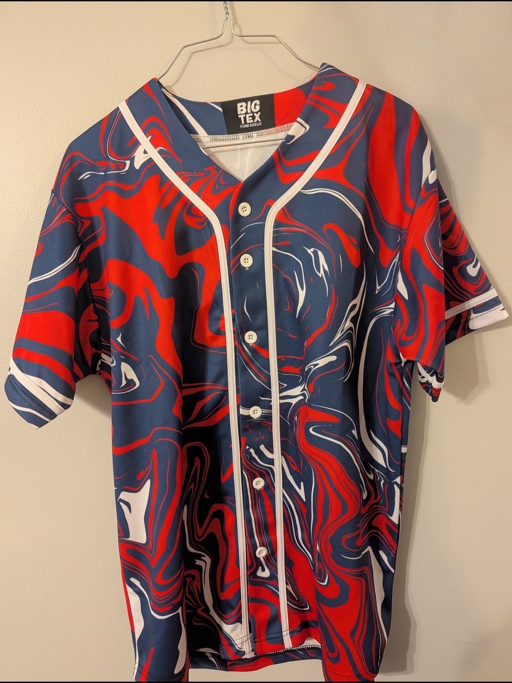 Men’s Red & Navy Swirl Button-Up Shirt